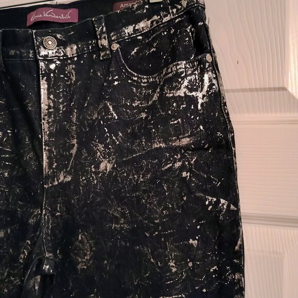 Gloria Vanderbilt Amanda Skinny, Denim, Sz 10, Black & Silver, Hi Rise, New - Picture 2 of 5